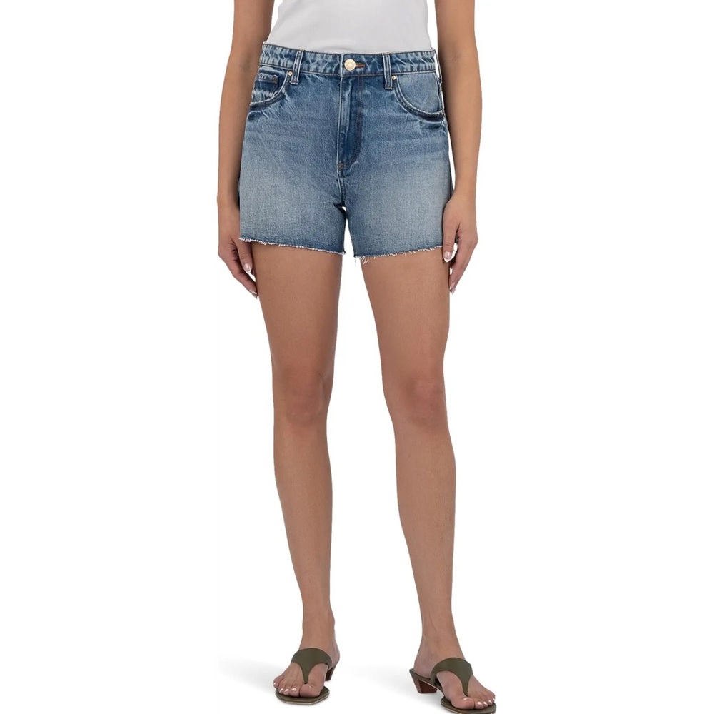 KUT from the Kloth Taylor High Rise Shorts Raw Hem In Freedom Medium Wash size 2